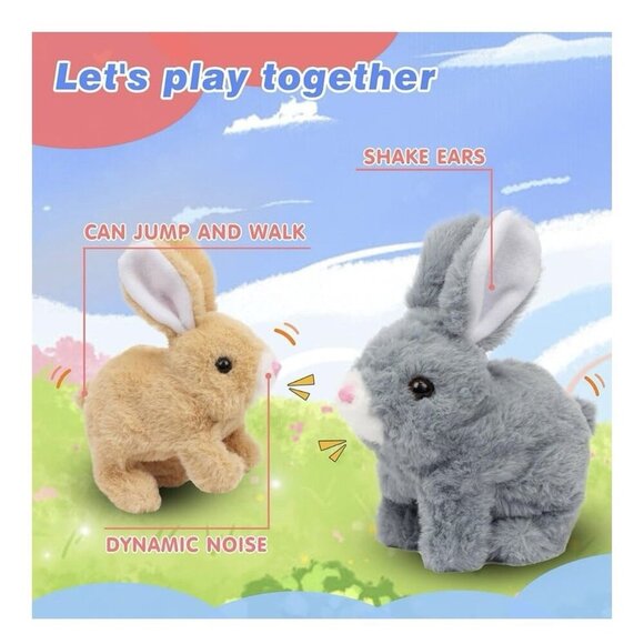 Hopping Rabbit Interactive Electronic Pet Plush Bunny Toy Tan New - Picture 7 of 10